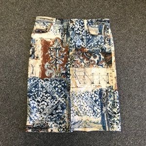 Vintage Karen Kane printed denim skirt